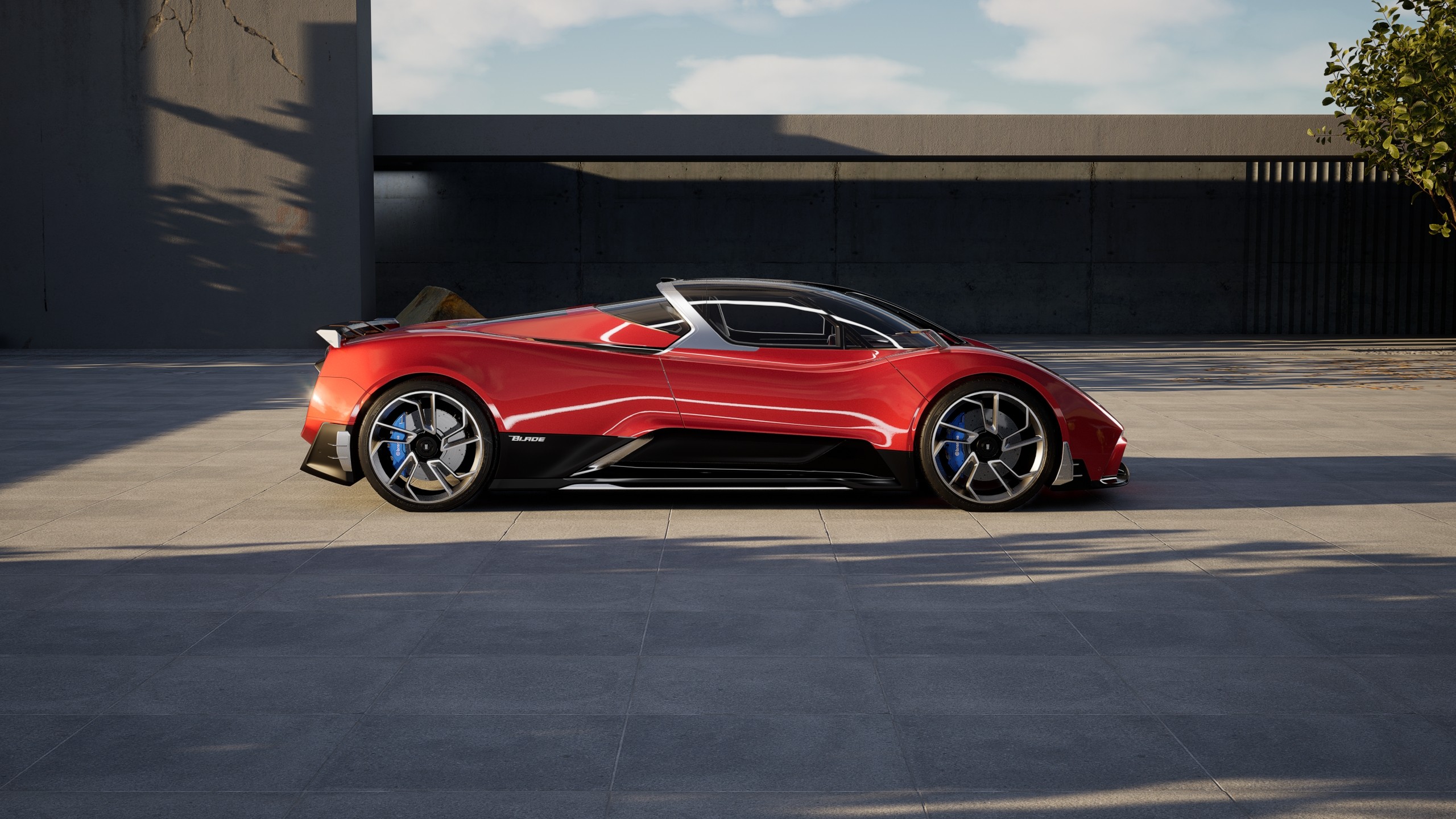 Pagani blade Concept – boczna sylwetka samochodu